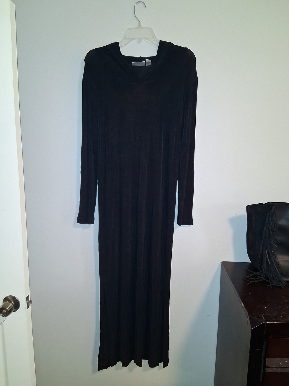 Chico's Black Long Sleeve Hooded Maxi Dress